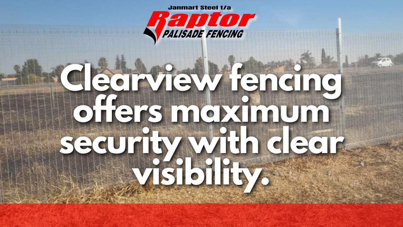 Clearview security mesh fencing installed along an open perimeter boundary - Raptor Palisade Fencing