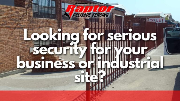 Heavy-duty steel palisade fencing installed around an industrial warehouse site - Raptor Palisade Fencing