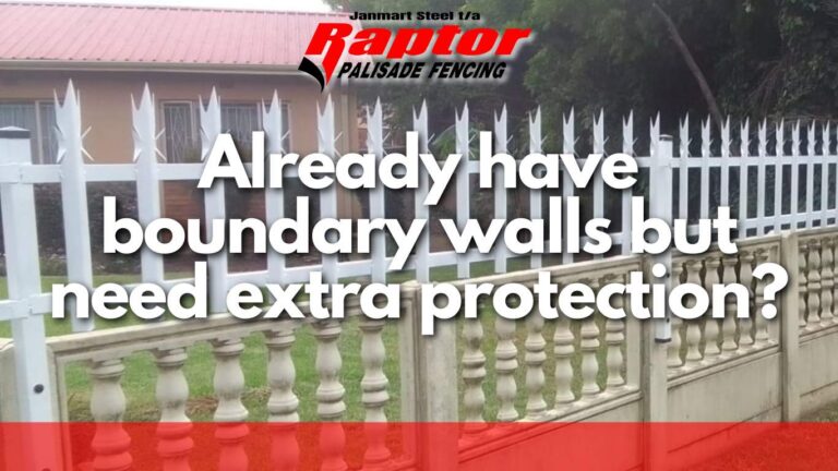 Steel palisade security wall extension installed on top of an existing boundary wall - Raptor Palisade Fencing